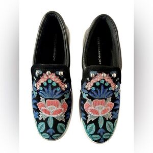 Rebecca Minkoff Women’s Embroidered Black Slip-On Sneakers